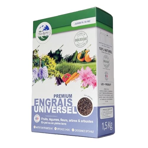 TERRA NOSTRA - Engrais Premium Universel - Boite de 1,5 Kg Mini Granulés - 100% Naturel - Produits Ecologiques - Utilisable en Agriculture Biologique - Fabriqué en France