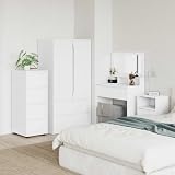 Weilusique Armadio portaoggetti in legno bianco, 40 x 48 x 105 cm, con quattro cassetti, cuscinetti a sfera, regolabile in altezza, stabile, con ampio spazio per soggiorno, ufficio, cucina