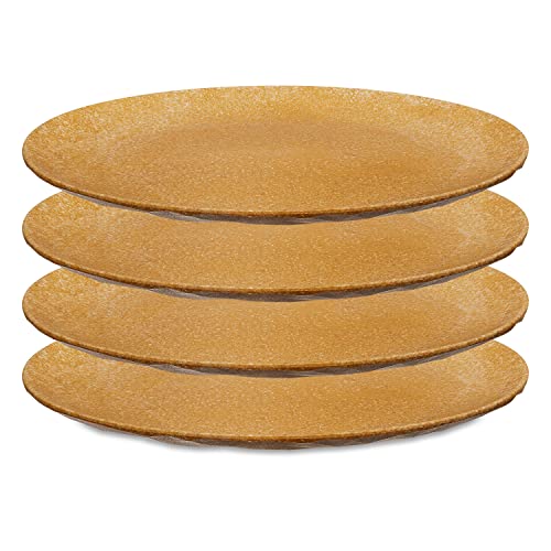 CLUB PLATE L Flacher Teller 4er Set nature wood