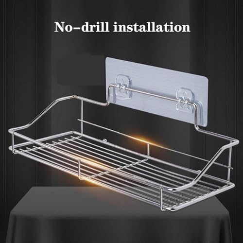 Estantes de baño de acero inoxidable rectangular sin taladro para ducha 4
