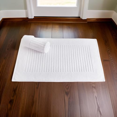 Classic Turkish Towels CTT - 2 Piece Bathroom Rugs Set, 100% Cotton Bath Mats, Comfy & Highly Absorbent Bathroom Floor Mats, Machine Washable | 20"x32" (White) - Thumbnail 3