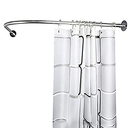 Tringle à rideau de douche télescopique réglable robuste et extensible en L pour salle de bain