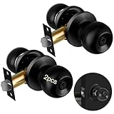 QianMu 2 Piezas Cerradura Puerta de Manija Perilla Bola, Manijas de Bloqueo de Puerta de Privacidad, Manija para Puertas...