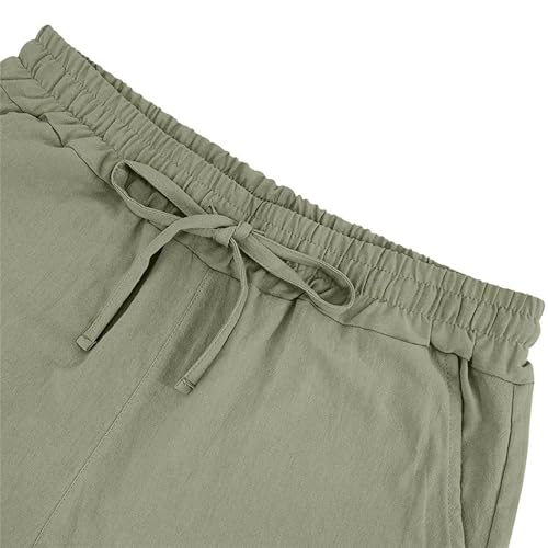 Shorts casuales de lino y algodón para hombre miniatura 7