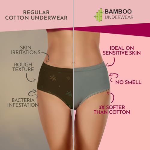 Image of HEELIUM Bamboo Underwear for Women | Ultra-Soft, Breathable & Odour-Free | 3X Softer Than Cotton | Moisture-Wicking | Ideal for Sensitive Skin & All-Day Comfort