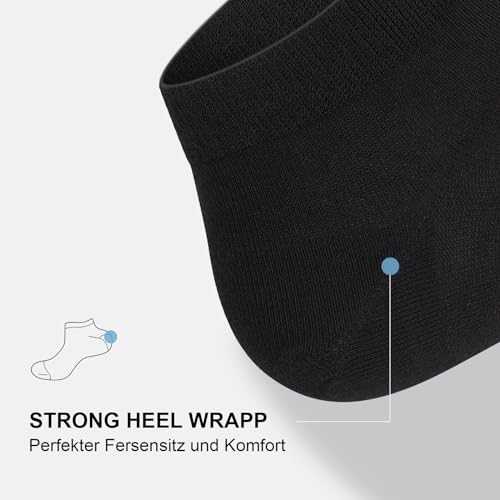 fitfets Sneaker Socken Herren Damen Baumwolle 10 Paar Sneakersocken Kurz Sneakersocken Socks Unisex Schwarz Weiß Grau,Schwarz,39-42 5