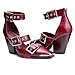 Migpuel Western Sandals for Women Chunky Wedge Heels Pointed Toe Pumps Ankle Strap Metal Buckle Strappy Heels Comfortable Fashion Casual Dress Shoes Burgundy,5.5