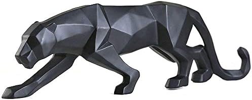 FJWYSANGU Abstract Leopard Statues Panther Sculpture Hand Craved Animal Resin Modern Home Decoration Small Black
