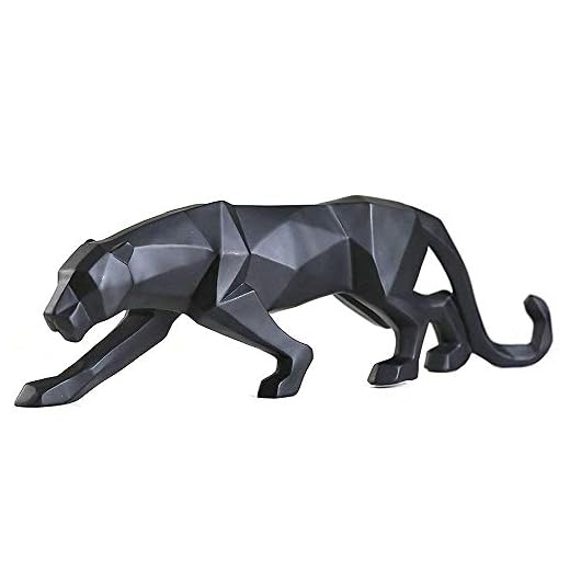 FJWYSANGU Abstract Leopard Statues Panther Sculpture Hand Craved Animal Resin Modern Home Decoration Small Black