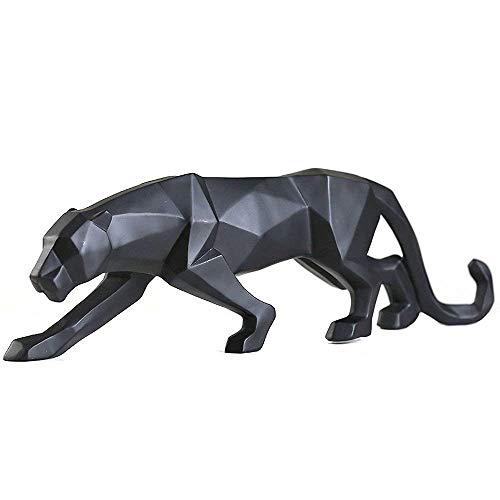 FJWYSANGU Abstract Leopard Statues Panther Sculpture Hand Craved Animal Resin Modern Home Decoration Big Black by FJWYSANGU - Used condition - US$44.62