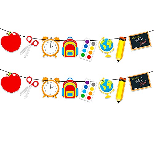 FaCraft Back to School Decorations,Back to School Banner,First Day of School Garland Teacher Appreciation Decorations for School Classroom,Daycare,Stationery Party Decorations