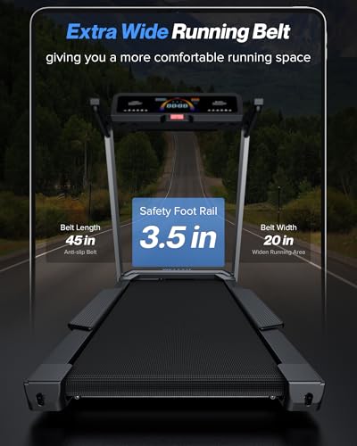 Image of WELLFIT Treadmill for Home, 2 Level Incline Heavy Duty Treadmills | 450 lbs Capacity, 4.0 HP, 10 MPH, 20 inch x 45 inch Wide Belt Treadmill with Pulse Sensor, Bluetooth Player & Large LED Display
