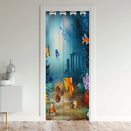 Rideau de porte de placard poisson océan Loussiesd 132x203cm - 2
