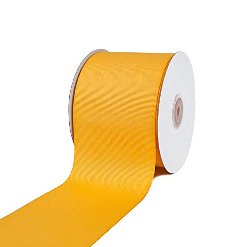 Creative Ideas GRO3000-660 25 Yards Solid Grosgrain Ribbon, Yellow Gold, 3