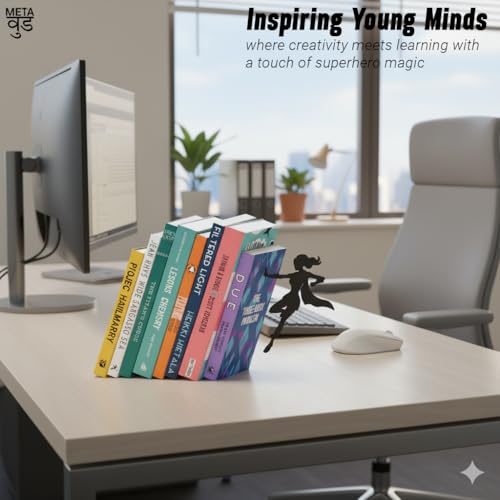Image of Superwomen Book Ends | Illusion Metal Bookends for Desk | Book Holder for Home Decorative - Gift for Book Lovers and Home Decor | Desk Accessories for Study Room