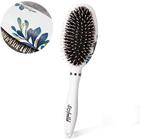 Boar Bristle Oval Hair Brush,Detangling Brush for Straightening &Smoothing Hair，Designed for Women& Men,for Wet, Dry, Thick, Thin, Curly hair