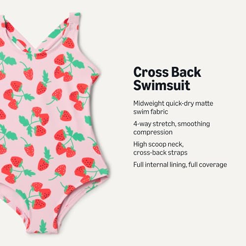 Image of Amazon Essentials Girls and Toddlers' Cross-Back One-Piece Swimsuit