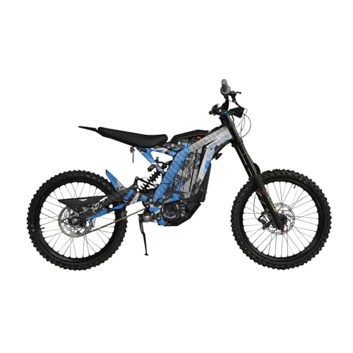 Image of Carbon Fiber Surron Light Bee Graphics Kit Wrap - Grunge Star Blue - Sur-Ron Skin - Premium 3M Vinyl Protective Wrap Decal Cover - Easy to Apply | Crafted in The USA by MightySkins