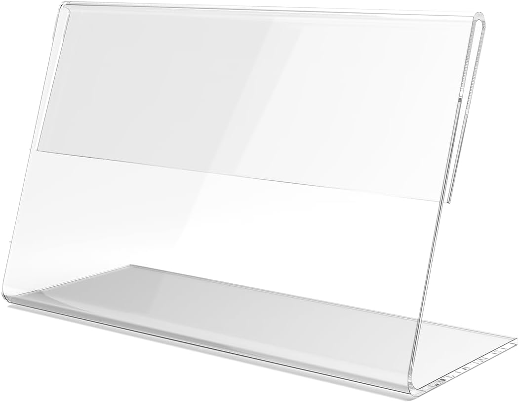 20 Pack Small Sign Holder Name Plate 3.5 x 2 Table Tent Frame Place Card Holder Deli Tag Pricing Display Clear Acrylic by Marketing Holders