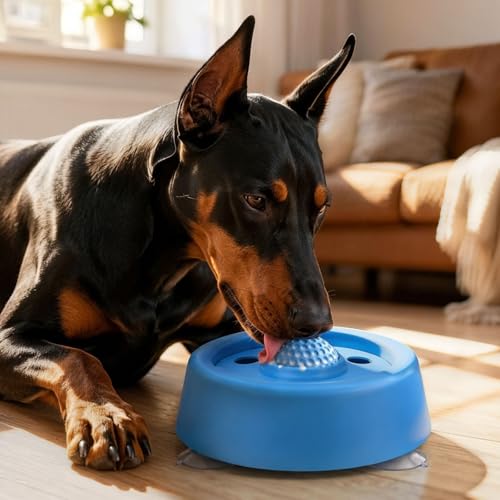 Slow Feeder Dog Bowls 250ml Dog Lick Bowl with Rolling Ball Non-Slip Slow Feeding Dog Bowl Mental Enrichment Licking Bowl for Small Medium Large Dogs