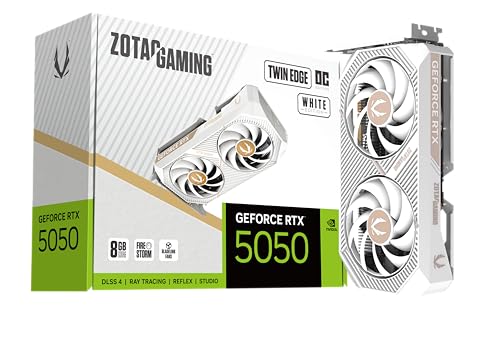 Image of ZOTAC Gaming GeForce RTX 5050 Twin Edge OC Graphics Card - White | 8 GB | DLSS 4 | GDDR6 | 128 bit | Dual Fan | 2560 CUDA Cores | ZT-B50500Q-10M