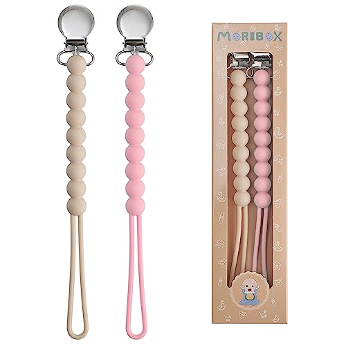 Image of Pacifier Clip for Boys Girls - MORIBOX Paci Clip Soothe Baby Binky Holder for Shower Birthday Gift 2 Pack