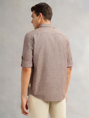 Image of Thomas Scott Men's | Solid | Premium Linen Blend | Spread Collar | Summer Wear | Long Sleeve | Shirts for Men