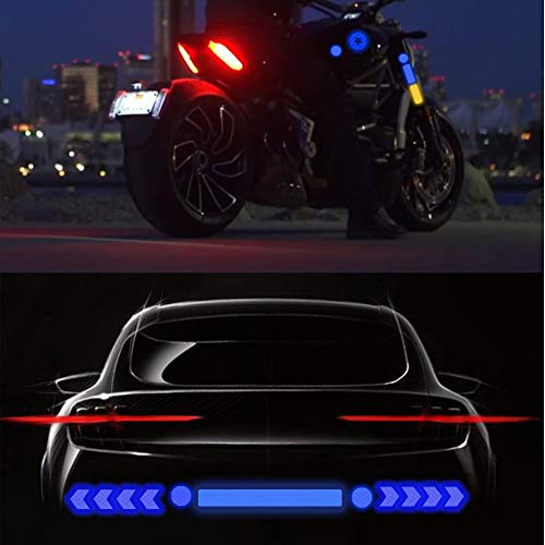 Leasinder 55 Pcs Reflective Stickers For Helmet Bicycle Reflective Tape Night Safety Stickers Decals For Motorcycle, Helmets, Bike, Strollers, Wheelchairs, Scooter, Wheelchairs (Blue) #TOP6