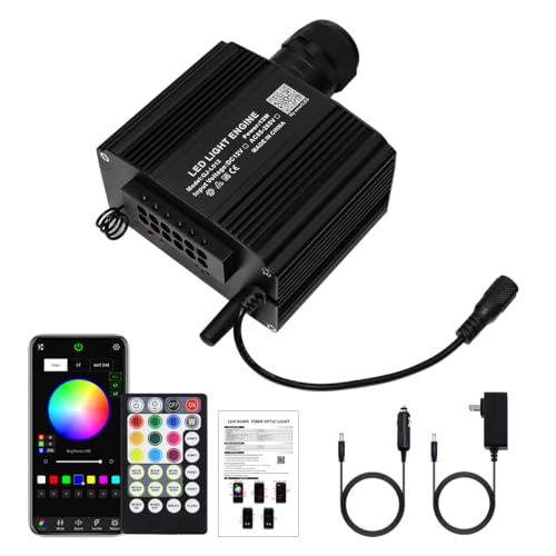 Image of AKEPO 12W Twinkle Shooting Star 2-in-1 Fiber Optic Light Engine Replacement, RGBW Bluetooth APP Control + Music Sync + 28-Key Remote Control for Car Home Starlight Headliner