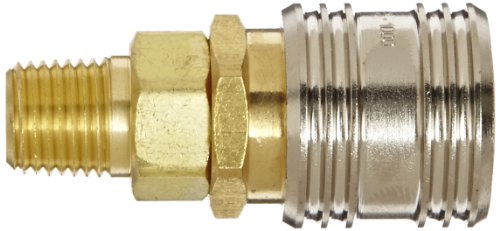 Eaton Hansen 1100 Brass 1000/400/500 Series, Industrial Interchange, Coupler Socket, 1/4" Body Size x 1/4" NPT Male - Thumbnail 2