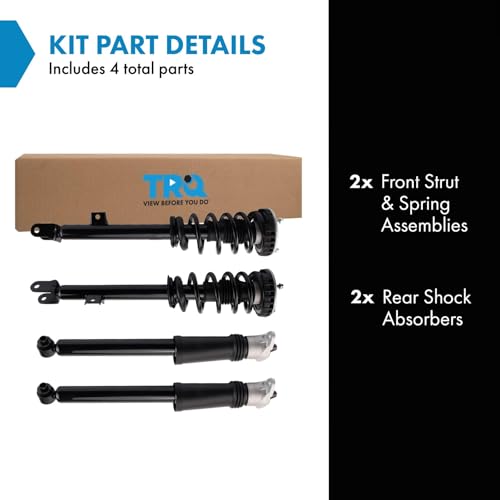 Image of TRQ Front and Rear Complete Strut Assembly & Shock Absorber Kit Complete Strut & Coil Spring Assembly Compatible with 2009-2014 Hyundai Genesis