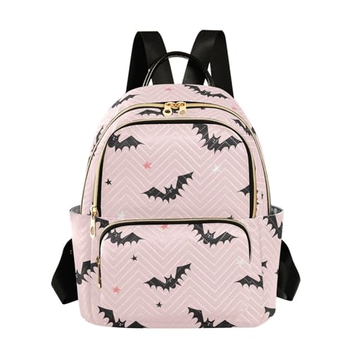 Sletend Halloween Bats Pink Mini Backpack Fashion Backpack Purse for Women,Handbag Shoulder Bag Casual Daypack, Ladies Gift for College Work ?M?