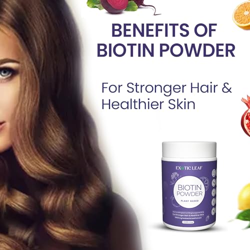 Image of Plant-Based Biotin Hair 10000mcg Supplement | For Men and Women | Hair Growth with Sesbania, Amla, Bamboo & Orange | Hair Control | Healthy Hair, Skin & Nails | 200g (Pack of 3)