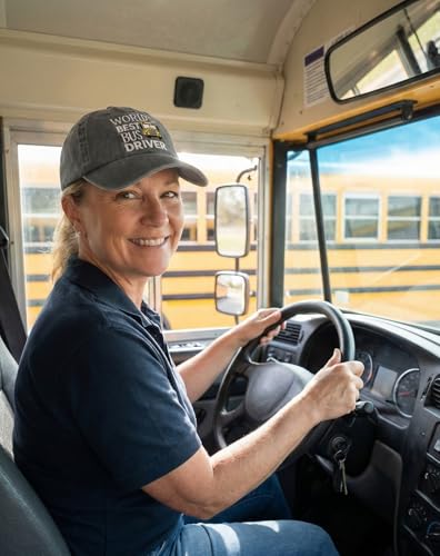 Image of InnoBeta School Bus Driver Appreciation Gifts Cap for Women, Adjustable Embroidered Baseball Hat for Christmas Grey