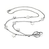 LUXIANDA Women ID Badge Holder Simple Style Necklace Fashion Lanyard Silver Jewelry Keys ID Holder S