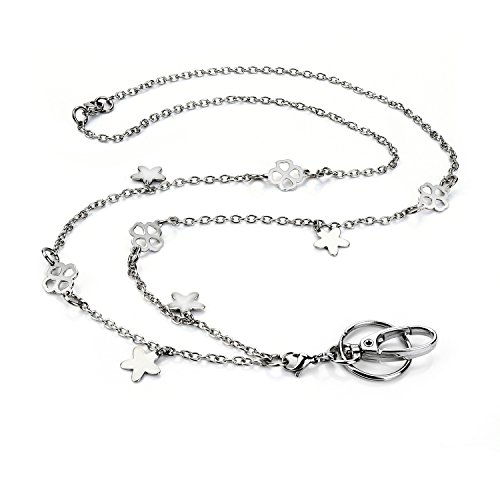 Luxianda Women Id Badge Holder Simple Style Necklace Fashion Lanyard Silver Jewelry Keys Id Holder Stainless Steel Chain #TOP16