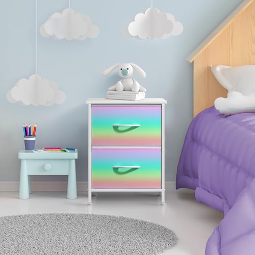 Sorbus Nightstand with 2 Drawers - Kids Bedside Furniture End Table Night Stand - Steel Frame, Wood Top & Easy Pull Fabric Bins - Dresser & Chest for Home, Bedroom Accessories, Office & College Dorm — view 2