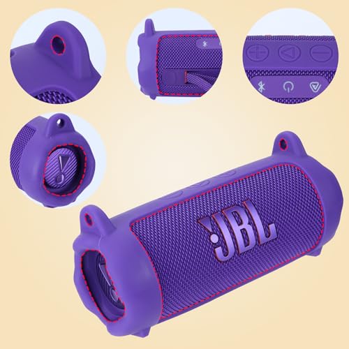 Lebakort Silicone Cover Compatible with JBL Flip 7 Waterproof Portable Speaker (Pink Cover)