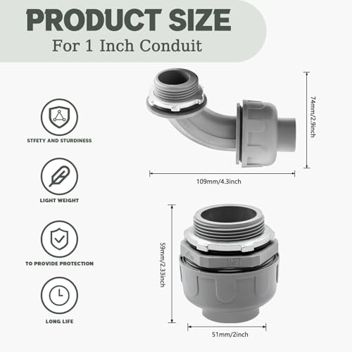 Conectores herméticos de 1-1/4 pulgadas para conductos de PVC flexibles rectos 3