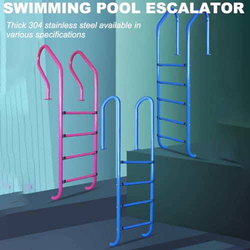 Escalera automática azul para piscina de acero inoxidable 304 miniatura 2