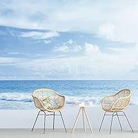 Wall Mural Beach and Blue Sea Removable Self-Adhesive Wallpaper Wall Decoration for Bedroom Living Room - 66x96 inches