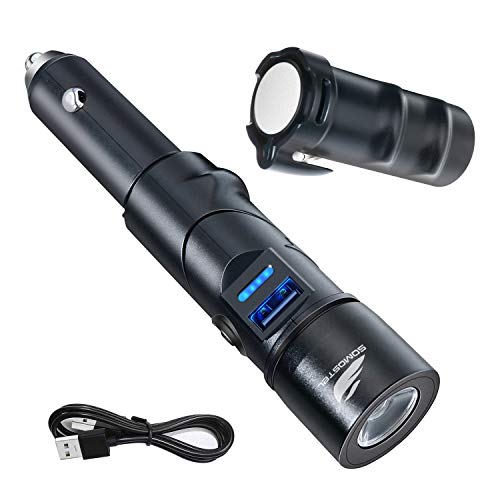 Car Charger, SOMOSTEL Multi Emergency Safety Escape Tool-Window Glass Breaker + Seat Belt