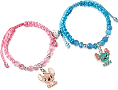 Best Friend Bracelets Gifts Stitch Angel Stuff, Matching Bracelets for Best Friend Friendship Bracelets for Bff Sister, Matching Bracelet for Couples Bf And Gf ,Long Distance Jewelry Friendship Gifts