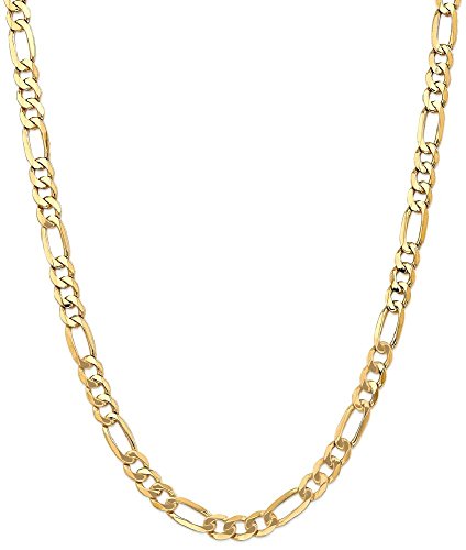 14k Yellow Gold 7mm Flat Link Figaro Chain Necklace 24 Inch Pendant Charm Beveled Fine Jewelry For Women Gifts For Her 14k Yellow Gold 7mm Flat Link Figaro Chain Necklace 24 Inch Pendant Charm Beveled Fine Jewelry For Women Gifts For Her - Image 8