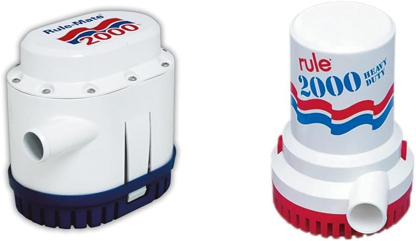 Rule-Mate RM2000A Automated Bilge Pump 2000 GPH 12 Volt Bundle with Rule 10 Bilge Pump 2000 GPH 12 Volt