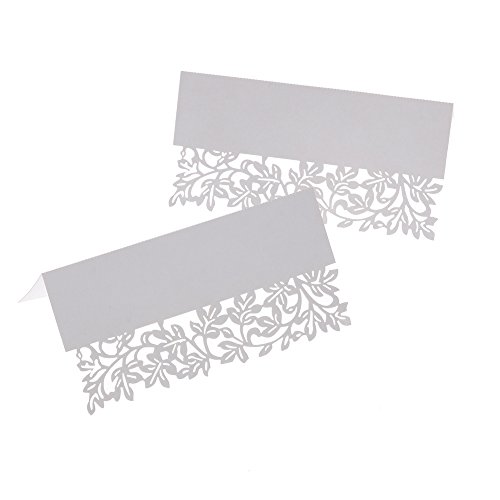 Baugger - 10pcs romântico branco esculpido flor videira tabela cartão de nome de marca local para a