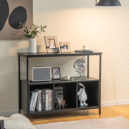 Loko Buffet Cabinet With Open Shelves, Freestanding Kitchen Cabinet With 3-Cube Compartments, Coffee Bar Credenza Sideboard Cabinet, 43.5 X 17 X 35 Inches (Black) #TOP2