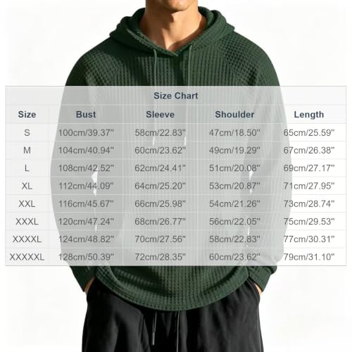Mens Waffle Pullover Hoodie Kangaroo Pocket Drawstring Casual Outdoor Top - image 2