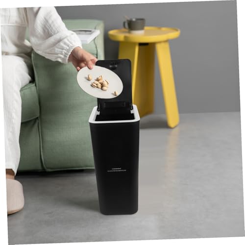 Basurero con tapa presion 10L negro estrecho para cocina y baño miniatura 5