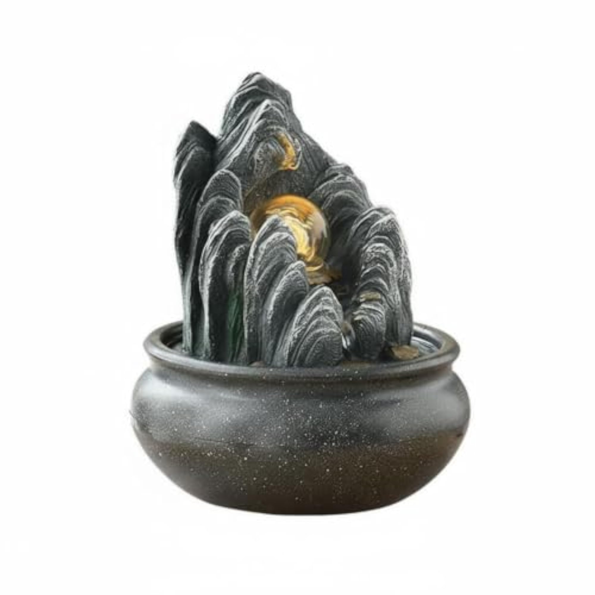 Compact Indoor Water Feature with Light, USB Powered Decor